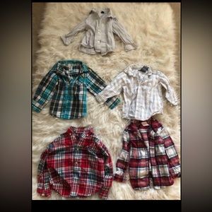 24M / 2T Toddler Boy Plaid And Flannel Bundle Of 5